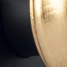 Black with Gold Finial swatch Drapery Hardware Set with Metallic Ribbed End Cap Finial