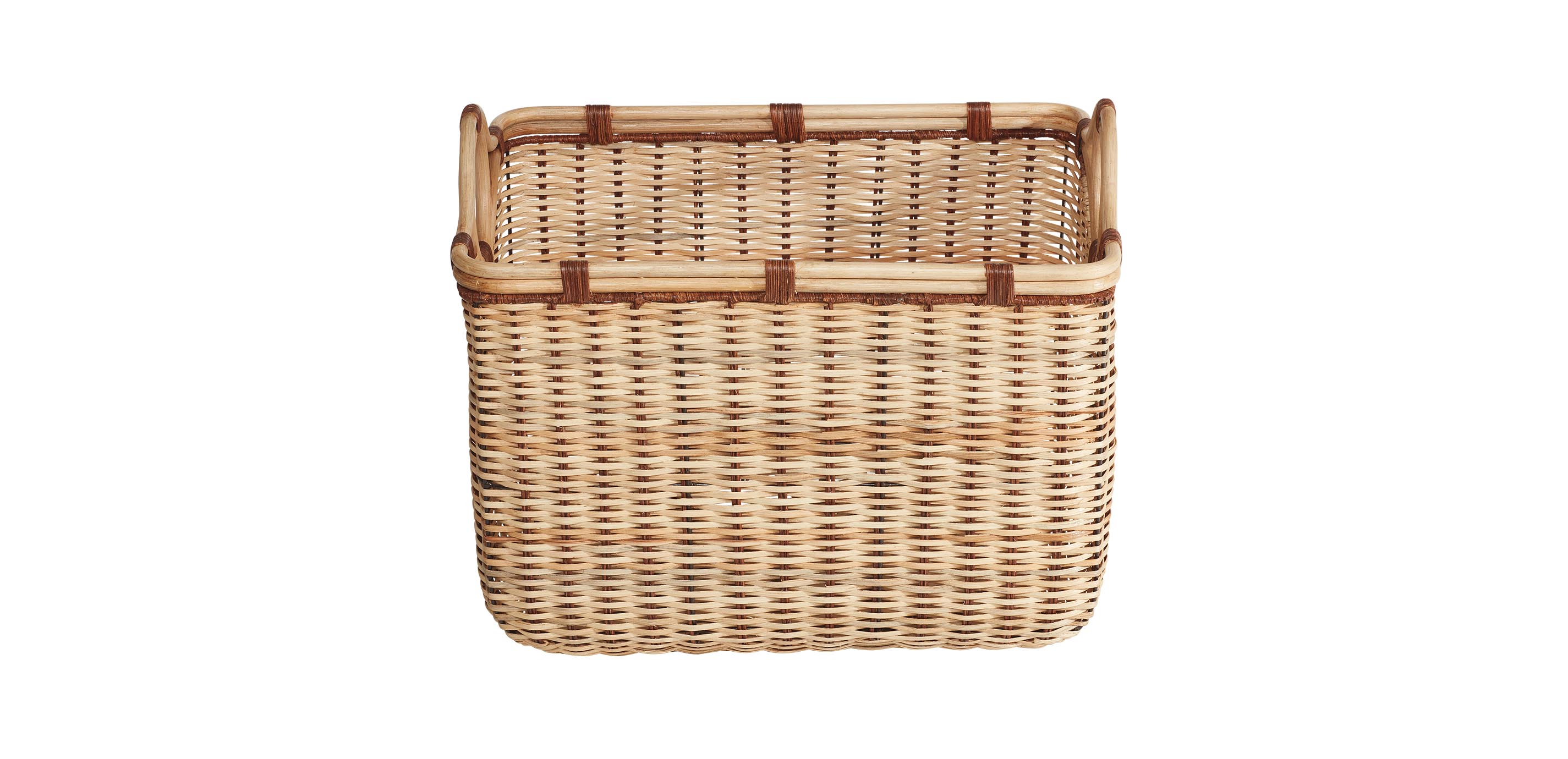 Wicker Rattan Basket with Brown Cord | Ethan Allen