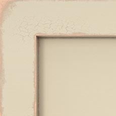 Aged Bisque (306): White paint, highly worn edges show stained wood below, overall glazing, high sheen. swatch Dynasty Desk