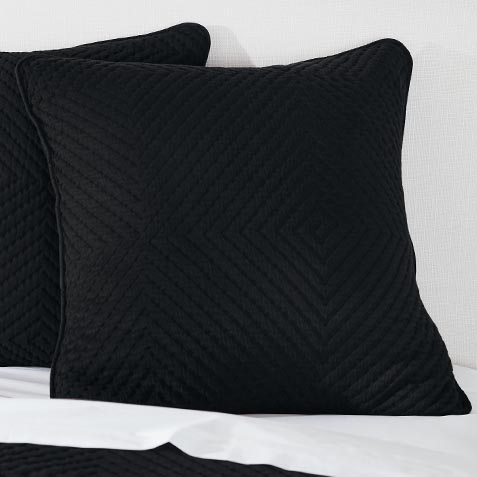 Geometric Matelasse Euro Sham, Black Product Thumbnail