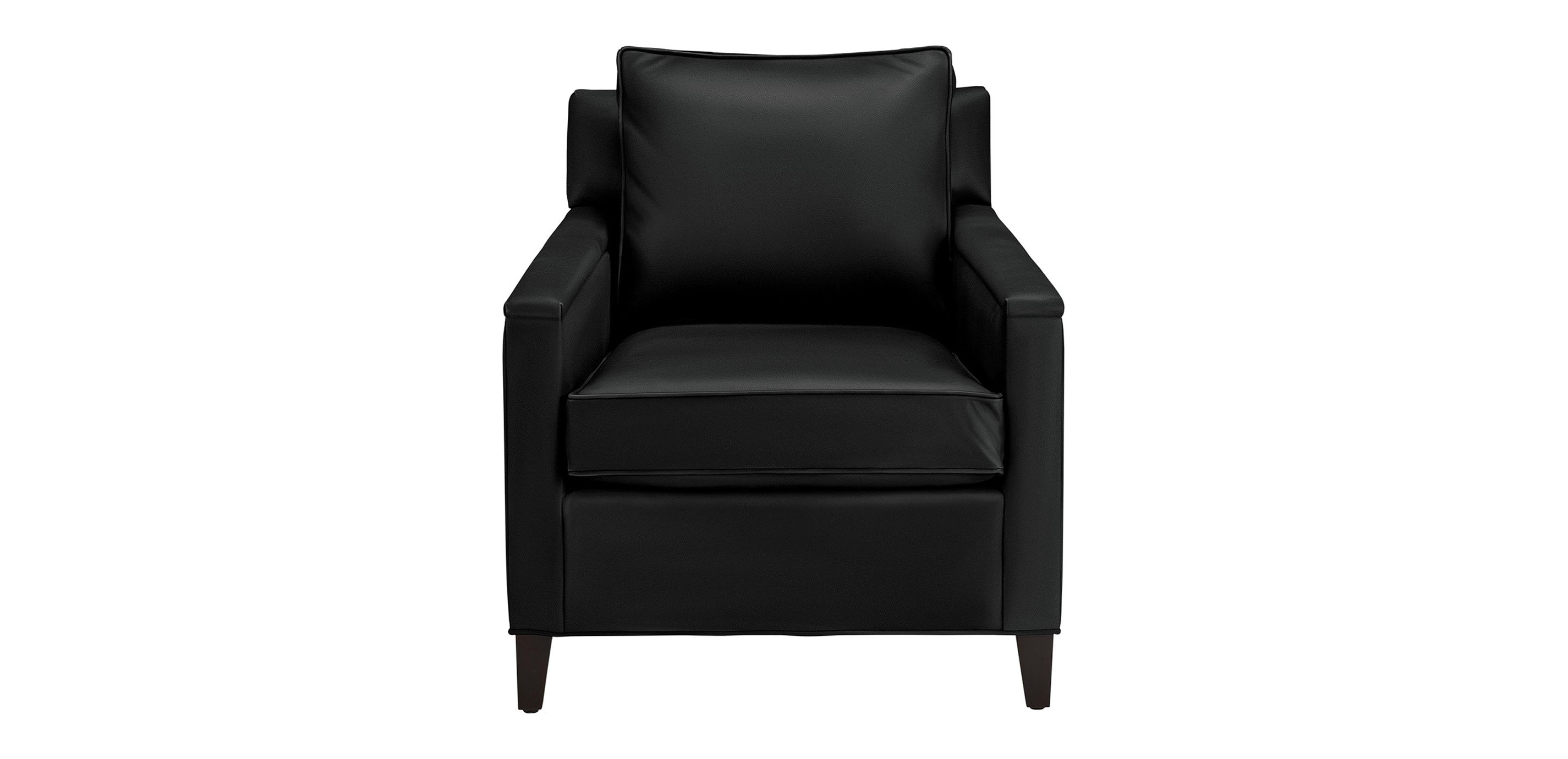 Glen Small Leather Chair Loose Back, Small Black Leather Recliner