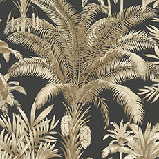 Gold/Black swatch Tropical Palms Wallpaper