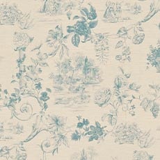 Eliana Sky (60781): large scale printed toile swatch Eliana Fabric