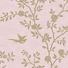 Pink/Gold swatch Lenora Floral Wallpaper