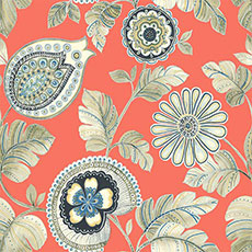 Orange/Navy swatch Leeland Wallpaper