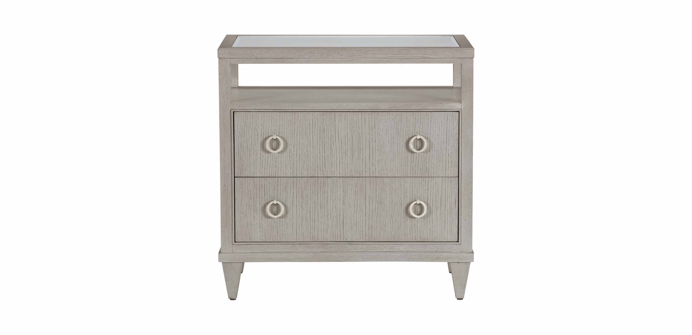 Heston Oak GlassTop Night Table Oak Night Stand Ethan Allen