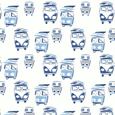 White/Blue swatch Beach Van Wallpaper