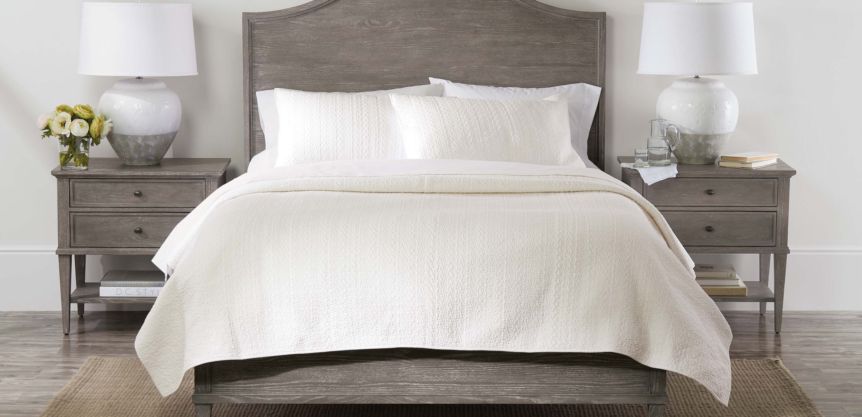Crepe Quilted Coverlet, Quilted Cotton Sham