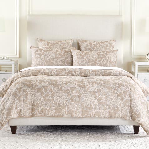 Floral Jacquard Duvet Cover and Shams Set, Tan Product Thumbnail