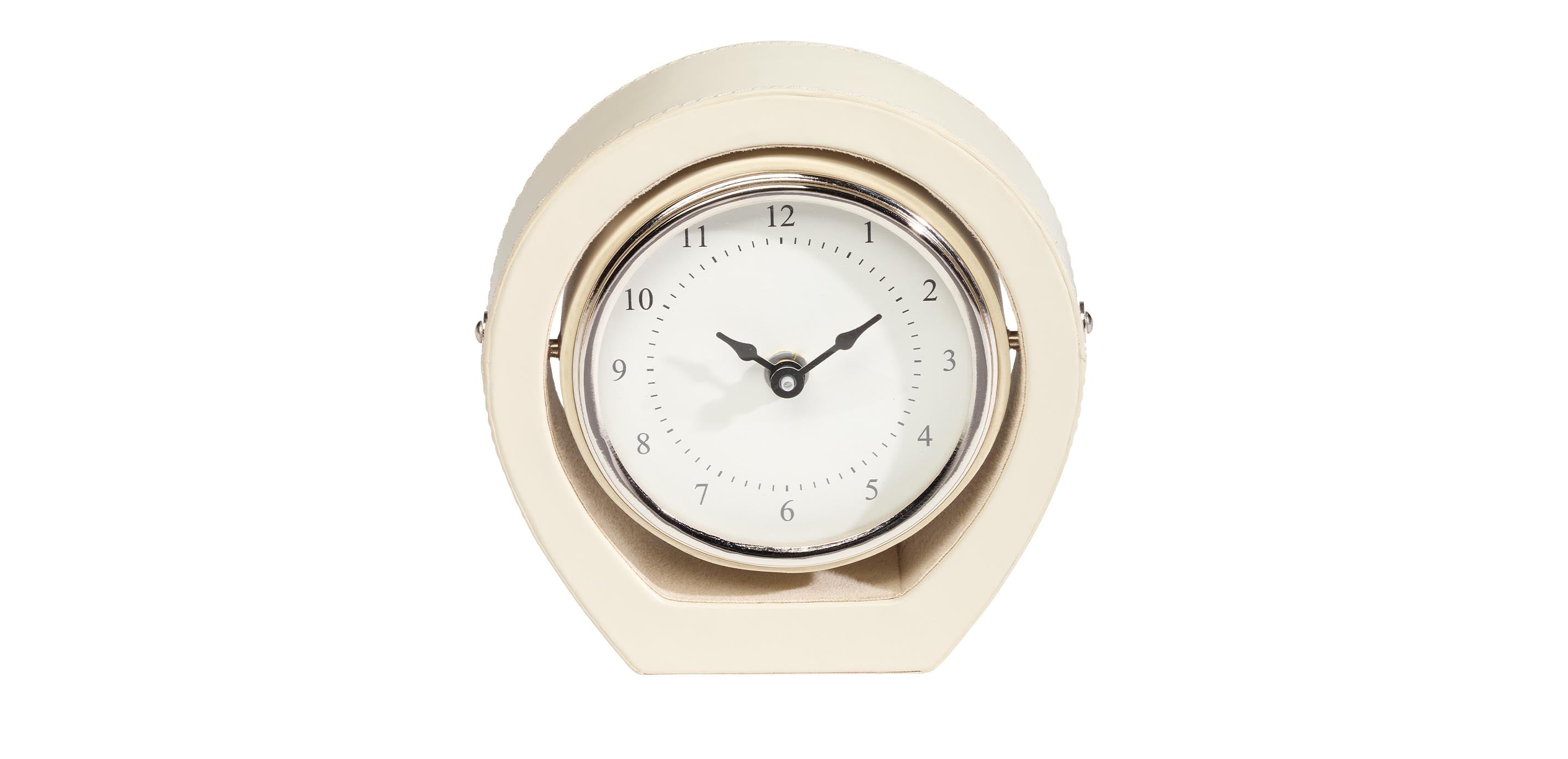 Ivory Leather Desk Clock | Small Table Clock | Ethan Allen