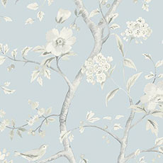 Blue/Gray swatch Jasmine Floral Wallpaper