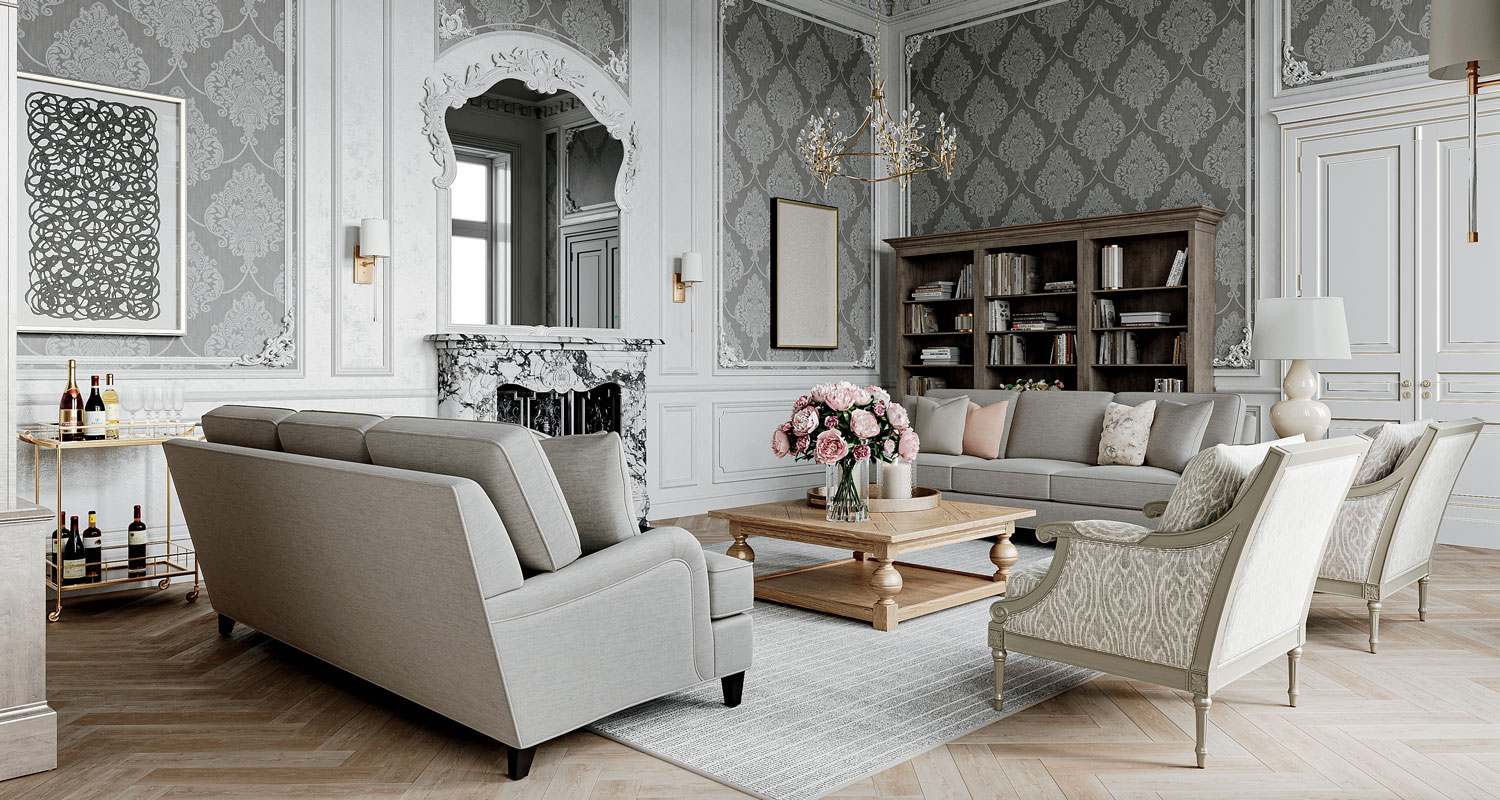 Classically Influenced Living Room Main Image