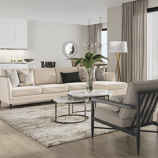 Modern Design Made Livable Living Room Tile